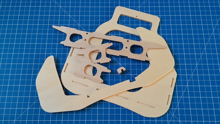 The wooden parts after varnishing, ready for assembly